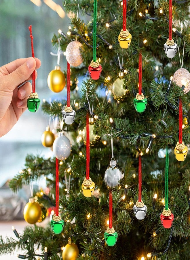 LIGHOON 24 PCS Christmas Jingle Bell, Necklace Bells with Rope for Christmas Holiday Party Decoration Supplies (Red, Green, Silver, Gold) - Image 5